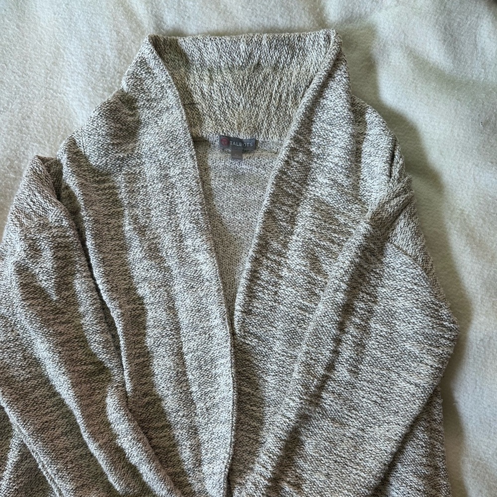 Talbots Heather Gray Shawl-Collar Cardigan